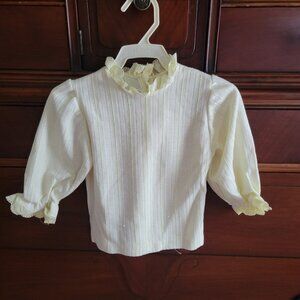 Vintage 70s Toddler Shirt with Lace Collar and Sleeve